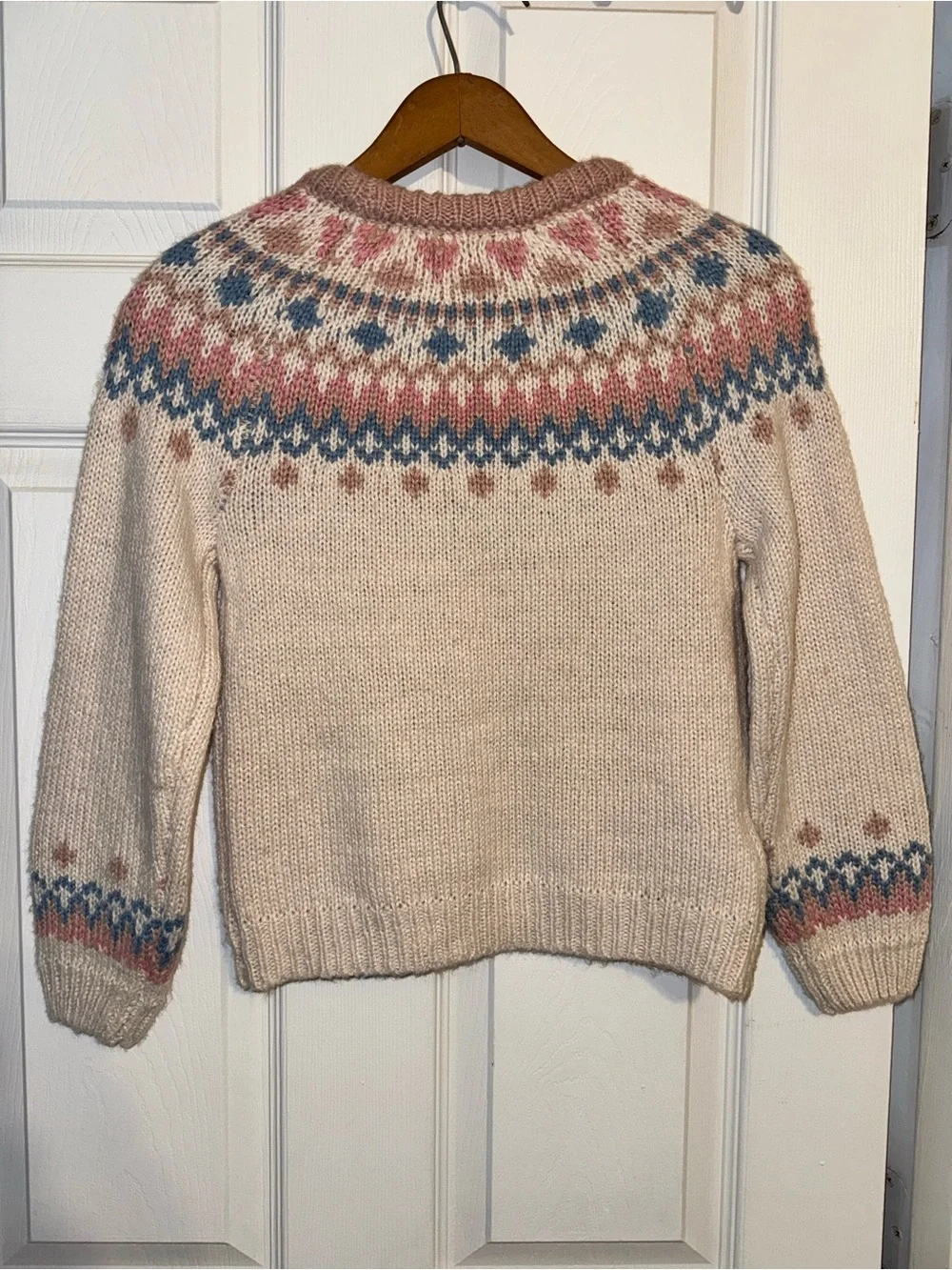 Mayoral Girls Fair Isle Knit Sweater Size 9 Cream Pink Blue Cozy Boutique - Picture 4 of 5